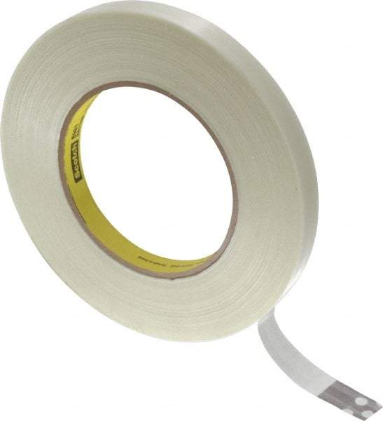 3M - 1/2" x 60 Yd Clear Rubber Adhesive Packaging Tape - Polypropylene Film Backing, 6.6 mil Thick, 380 Lb Tensile Strength, Series 8981 - Apex Tool & Supply