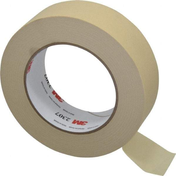 3M - 1-1/2" Wide x 60 Yd Long Tan Paper Masking Tape - Series 2307, 5.2 mil Thick, 23 In/Lb Tensile Strength - Apex Tool & Supply