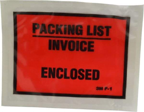 3M - 1,000 Piece, 5-1/2" Long x 4-1/2" Wide, Envelope - Packing List/Invoice Enclosed, Orange Full Faced - Apex Tool & Supply