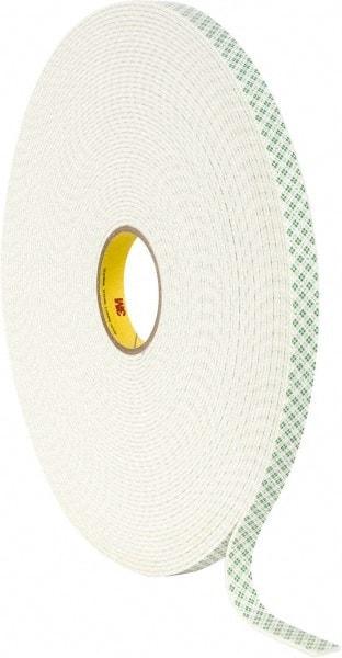 3M - 3/4" x 36 Yd Acrylic Adhesive Double Sided Tape - 1/8" Thick, Off-White, Urethane Foam Liner, Continuous Roll, Series 4008 - Apex Tool & Supply