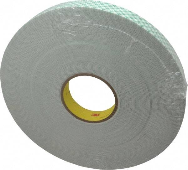 3M - 1" x 36 Yd Acrylic Adhesive Double Sided Tape - 1/16" Thick, Off-White, Urethane Foam Liner, Continuous Roll, Series 4016 - Apex Tool & Supply
