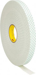 3M - 1" x 72 Yd Acrylic Adhesive Double Sided Tape - 1/32" Thick, Off-White, Urethane Foam Liner, Continuous Roll, Series 4032 - Apex Tool & Supply