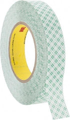 3M - 1" x 36 Yd Rubber Adhesive Double Sided Tape - 9 mil Thick, White, Polyethylene Film Liner, Continuous Roll, Series 9589 - Apex Tool & Supply