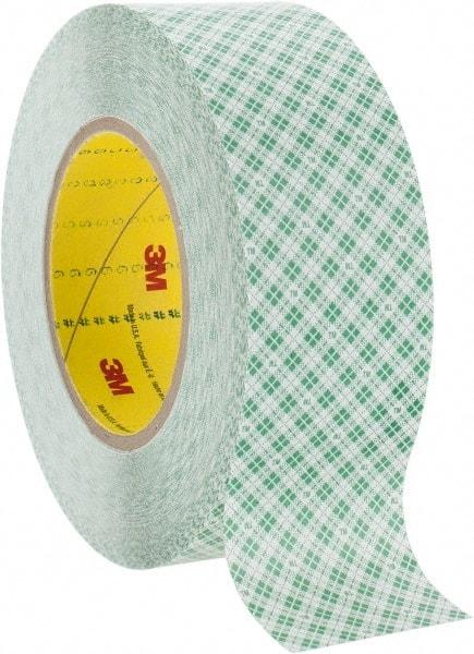 3M - 2" x 36 Yd Rubber Adhesive Double Sided Tape - 9 mil Thick, White, Polyethylene Film Liner, Continuous Roll, Series 9589 - Apex Tool & Supply