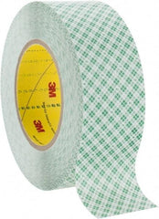 3M - 2" x 36 Yd Rubber Adhesive Double Sided Tape - 9 mil Thick, White, Polyethylene Film Liner, Continuous Roll, Series 9589 - Apex Tool & Supply