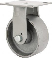 Fairbanks - 5" Diam x 2" Wide, Semi-Steel Rigid Caster - 1,000 Lb Capacity, Top Plate Mount, 4" x 4-1/2" Plate, Plain Bearing - Apex Tool & Supply