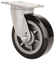Fairbanks - 6" Diam x 2" Wide x 7-1/4" OAH Top Plate Mount Swivel Caster - Polyurethane, 750 Lb Capacity, Roller Bearing, 4 x 4-1/2" Plate - Apex Tool & Supply