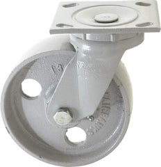 Fairbanks - 6" Diam x 2" Wide x 7-1/4" OAH Top Plate Mount Swivel Caster - Semi-Steel, 1,200 Lb Capacity, Plain Bearing, 4 x 4-1/2" Plate - Apex Tool & Supply