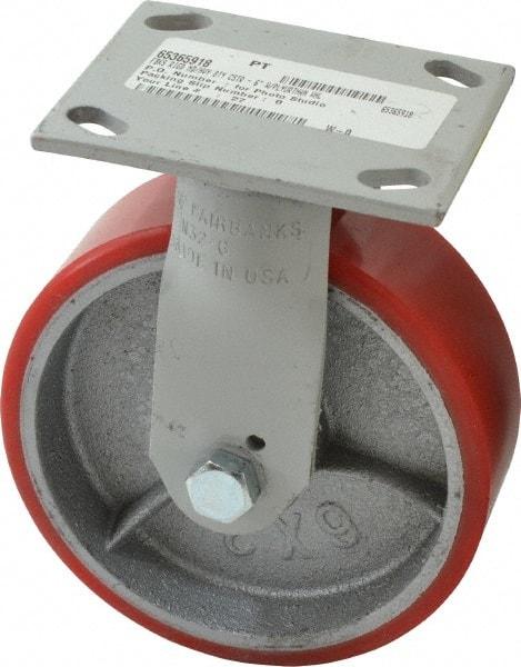 Fairbanks - 6" Diam x 2" Wide x 7-1/4" OAH Top Plate Mount Rigid Caster - Polyurethane, 1,000 Lb Capacity, Roller Bearing, 4 x 4-1/2" Plate - Apex Tool & Supply