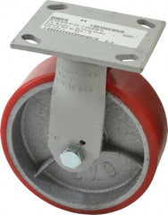 Fairbanks - 6" Diam x 2" Wide x 7-1/4" OAH Top Plate Mount Rigid Caster - Polyurethane, 1,000 Lb Capacity, Roller Bearing, 4 x 4-1/2" Plate - Apex Tool & Supply