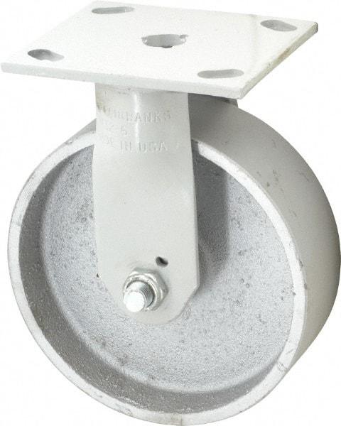 Fairbanks - 6" Diam x 2" Wide x 7-1/4" OAH Top Plate Mount Rigid Caster - Semi-Steel, 1,200 Lb Capacity, Plain Bearing, 4 x 4-1/2" Plate - Apex Tool & Supply