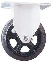 Fairbanks - 8" Diam x 2-1/2" Wide x 9-3/4" OAH Top Plate Mount Rigid Caster - Rubber, 1,300 Lb Capacity, Roller Bearing, 5-1/2 x 8-1/4" Plate - Apex Tool & Supply