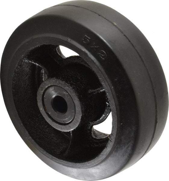 Fairbanks - 5 Inch Diameter x 2 Inch Wide, Rubber Caster Wheel - 675 Lb. Capacity, 2-3/16 Inch Hub Length, 1/2 Inch Axle Diameter, Delrin Bearing - Apex Tool & Supply