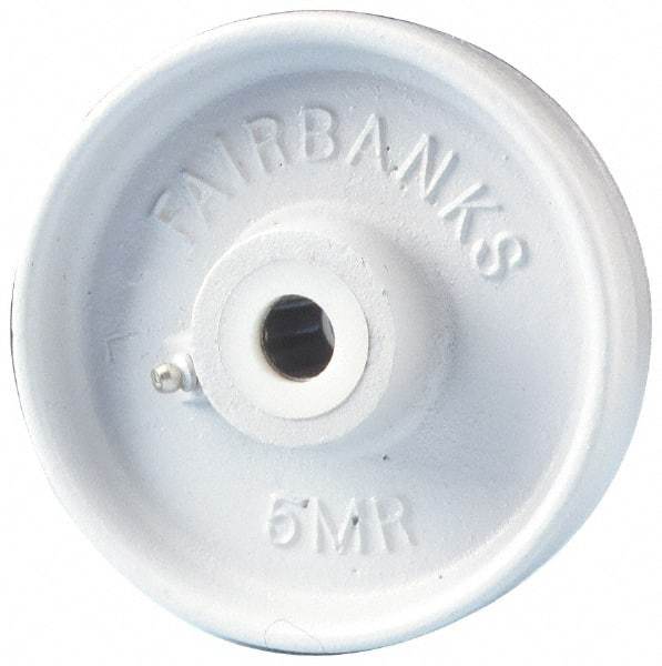 Fairbanks - 5 Inch Diameter x 2 Inch Wide, Cast Iron Caster Wheel - 1,000 Lb. Capacity, 2-1/4 Inch Hub Length, 5/8 Inch Axle Diameter, Plain Bearing - Apex Tool & Supply