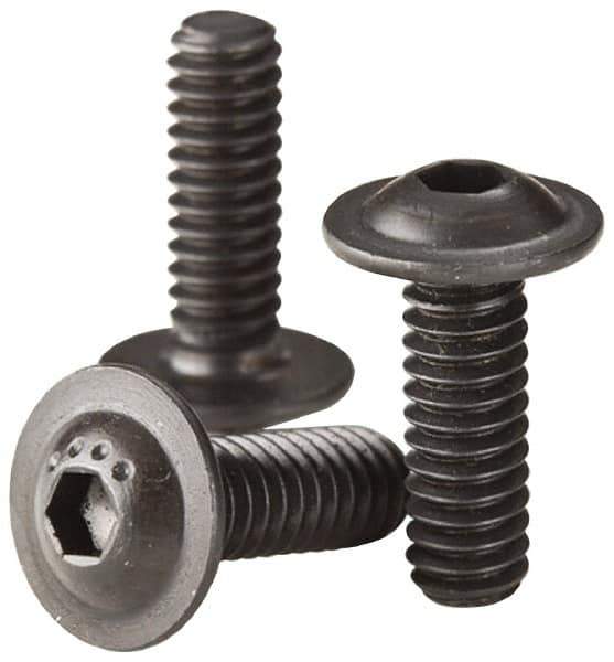Made in USA - 5/16-18 UNC Hex Socket Drive, Button Screw - Alloy Steel, Black Oxide Finish, Fully Threaded, 3/8" Length Under Head - Apex Tool & Supply