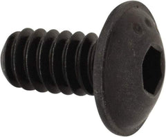 Made in USA - #10-24 UNC Hex Socket Drive, Button Screw - Alloy Steel, Black Oxide Finish, Fully Threaded, 3/8" Length Under Head - Apex Tool & Supply
