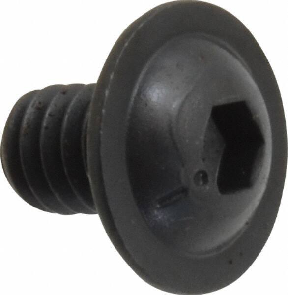 Made in USA - 1/4-20 UNC Hex Socket Drive, Button Screw - Alloy Steel, Black Oxide Finish, Fully Threaded, 3/8" Length Under Head - Apex Tool & Supply