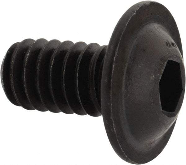 Made in USA - 1/4-20 UNC Hex Socket Drive, Button Screw - Alloy Steel, Black Oxide Finish, Fully Threaded, 1/2" Length Under Head - Apex Tool & Supply