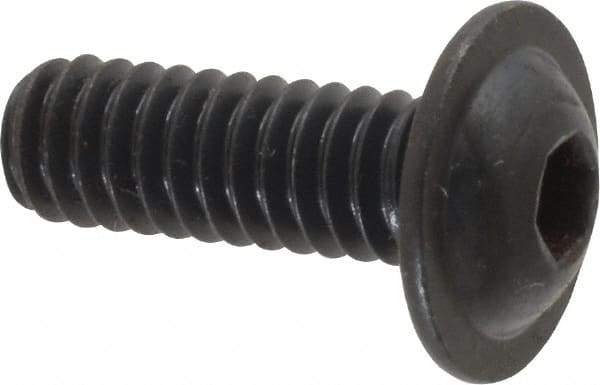 Made in USA - 1/4-20 UNC Hex Socket Drive, Button Screw - Alloy Steel, Black Oxide Finish, Fully Threaded, 3/4" Length Under Head - Apex Tool & Supply