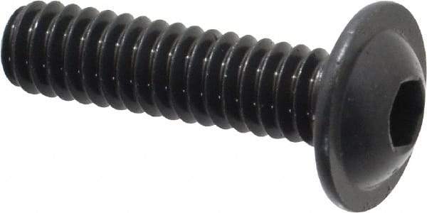 Made in USA - 1/4-20 UNC Hex Socket Drive, Button Screw - Alloy Steel, Black Oxide Finish, Fully Threaded, 1" Length Under Head - Apex Tool & Supply