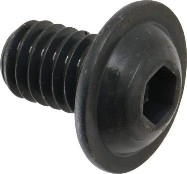Made in USA - 5/16-18 UNC Hex Socket Drive, Button Screw - Alloy Steel, Black Oxide Finish, Fully Threaded, 1/2" Length Under Head - Apex Tool & Supply