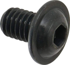 Made in USA - 5/16-18 UNC Hex Socket Drive, Button Screw - Alloy Steel, Black Oxide Finish, Fully Threaded, 1/2" Length Under Head - Apex Tool & Supply