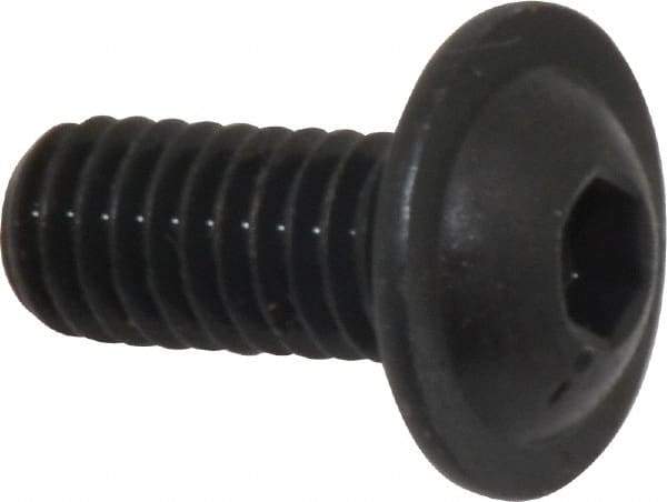 Made in USA - 5/16-18 UNC Hex Socket Drive, Button Screw - Alloy Steel, Black Oxide Finish, Fully Threaded, 3/4" Length Under Head - Apex Tool & Supply