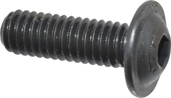 Made in USA - 5/16-18 UNC Hex Socket Drive, Button Screw - Alloy Steel, Black Oxide Finish, Fully Threaded, 1" Length Under Head - Apex Tool & Supply