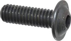 Made in USA - 5/16-18 UNC Hex Socket Drive, Button Screw - Alloy Steel, Black Oxide Finish, Fully Threaded, 1" Length Under Head - Apex Tool & Supply