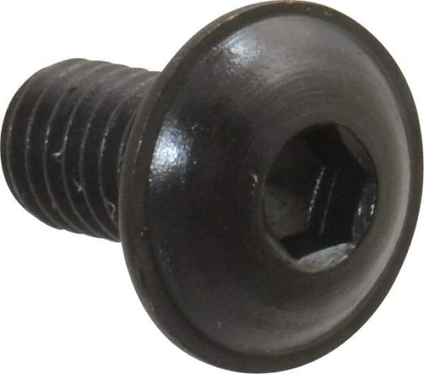 Made in USA - #10-32 UNF Hex Socket Drive, Button Screw - Alloy Steel, Black Oxide Finish, Fully Threaded, 3/8" Length Under Head - Apex Tool & Supply