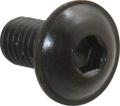 Made in USA - #10-32 UNF Hex Socket Drive, Button Screw - Alloy Steel, Black Oxide Finish, Fully Threaded, 3/8" Length Under Head - Apex Tool & Supply