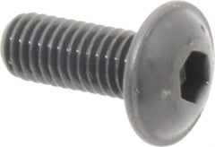 Made in USA - #10-32 UNF Hex Socket Drive, Button Screw - Alloy Steel, Black Oxide Finish, Fully Threaded, 1/2" Length Under Head - Apex Tool & Supply