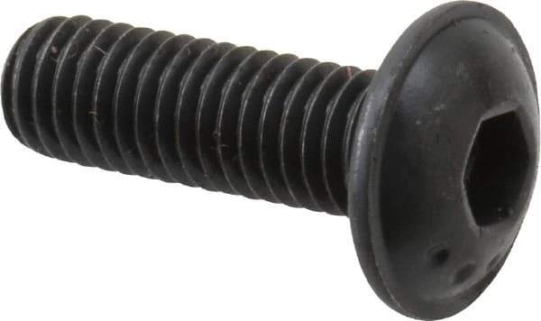 Made in USA - #10-32 UNF Hex Socket Drive, Button Screw - Alloy Steel, Black Oxide Finish, Fully Threaded, 5/8" Length Under Head - Apex Tool & Supply
