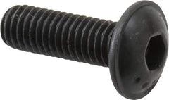 Made in USA - #10-32 UNF Hex Socket Drive, Button Screw - Alloy Steel, Black Oxide Finish, Fully Threaded, 5/8" Length Under Head - Apex Tool & Supply