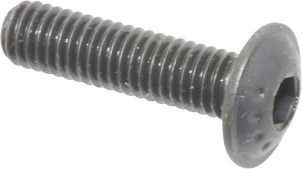 Made in USA - #10-32 UNF Hex Socket Drive, Button Screw - Alloy Steel, Black Oxide Finish, Fully Threaded, 3/4" Length Under Head - Apex Tool & Supply