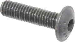 Made in USA - #10-32 UNF Hex Socket Drive, Button Screw - Alloy Steel, Black Oxide Finish, Fully Threaded, 3/4" Length Under Head - Apex Tool & Supply