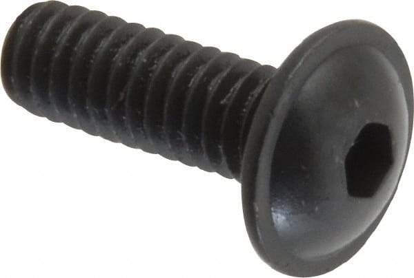 Made in USA - #8-32 UNC Hex Socket Drive, Button Screw - Alloy Steel, Black Oxide Finish, Fully Threaded, 1/2" Length Under Head - Apex Tool & Supply