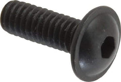Made in USA - #8-32 UNC Hex Socket Drive, Button Screw - Alloy Steel, Black Oxide Finish, Fully Threaded, 1/2" Length Under Head - Apex Tool & Supply