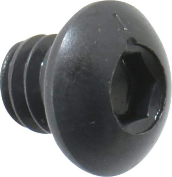 Made in USA - 1/4-20 UNC Hex Socket Drive, Button Screw - Alloy Steel, Black Oxide Finish, Fully Threaded, 1/4" Length Under Head - Apex Tool & Supply