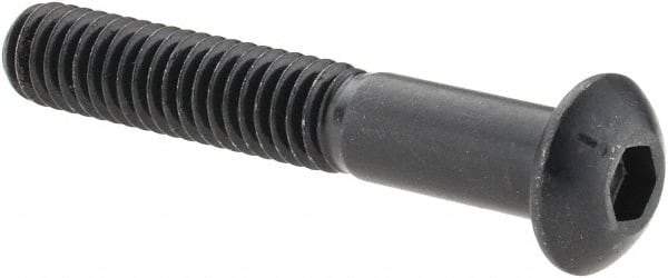 Made in USA - 5/16-18 UNC Hex Socket Drive, Button Screw - Alloy Steel, Black Oxide Finish, Fully Threaded, 2" Length Under Head - Apex Tool & Supply