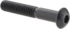 Made in USA - 5/16-18 UNC Hex Socket Drive, Button Screw - Alloy Steel, Black Oxide Finish, Fully Threaded, 2" Length Under Head - Apex Tool & Supply