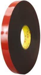 3M - 1/2" x 36 Yd Acrylic Adhesive Double Sided Tape - 45 mil Thick, Black, Acrylic Foam Liner, Continuous Roll, Series 5952 - Apex Tool & Supply