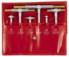 SPI - 6 Piece, 5/16 to 6 Inch, Hardened Tool Steel, Satin Chrome Finish, TiN Coated Working Faces, Telescoping Gage Set - 4 and 5 Inch Long Handles, Includes Vinyl Pouch - Apex Tool & Supply