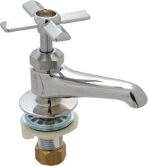 B&K Mueller - Standard, One Handle Design, Chrome, Round Deck Plate Single Mount Faucet - 4 Spoke Handle - Apex Tool & Supply