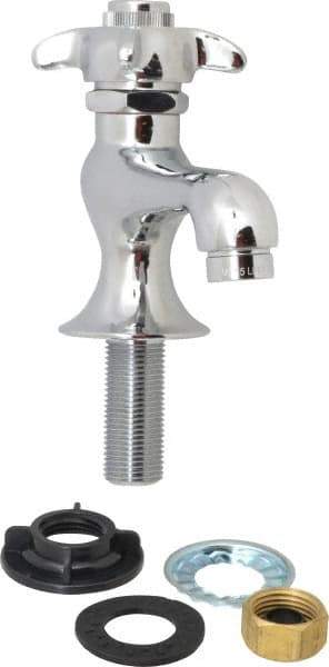 B&K Mueller - Standard, One Handle Design, Chrome, Round Deck Plate Single Mount Faucet - 4 Spoke Handle - Apex Tool & Supply