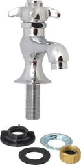 B&K Mueller - Standard, One Handle Design, Chrome, Round Deck Plate Single Mount Faucet - 4 Spoke Handle - Apex Tool & Supply