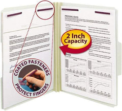 SMEAD - 8-1/2 x 11", Letter Size, Gray/Green, File Folders with Top Tab Fastener - 1/3 Tab Cut Location - Apex Tool & Supply