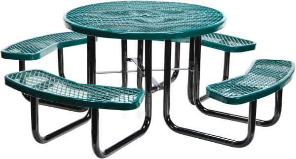 Vestil - 81-1/4" Long x 81-1/4" Wide x 29" High Stationary Activity/Utility Table without Back Rests - Green, Steel - Apex Tool & Supply