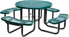 Vestil - 81-1/4" Long x 81-1/4" Wide x 29" High Stationary Activity/Utility Table without Back Rests - Green, Steel - Apex Tool & Supply