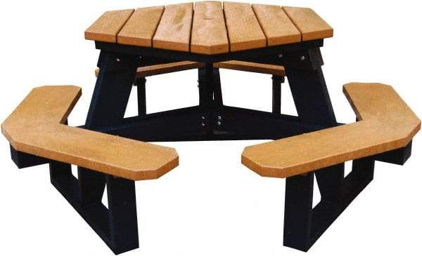 Vestil - 69-1/2" Long x 69-1/2" Wide x 30-1/2" High Stationary Activity/Utility Table without Back Rests - Cedar & Black, Plastic - Apex Tool & Supply